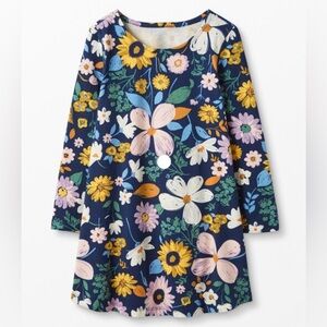 Hanna Andersson floral navy swing pocket dress size 6-7